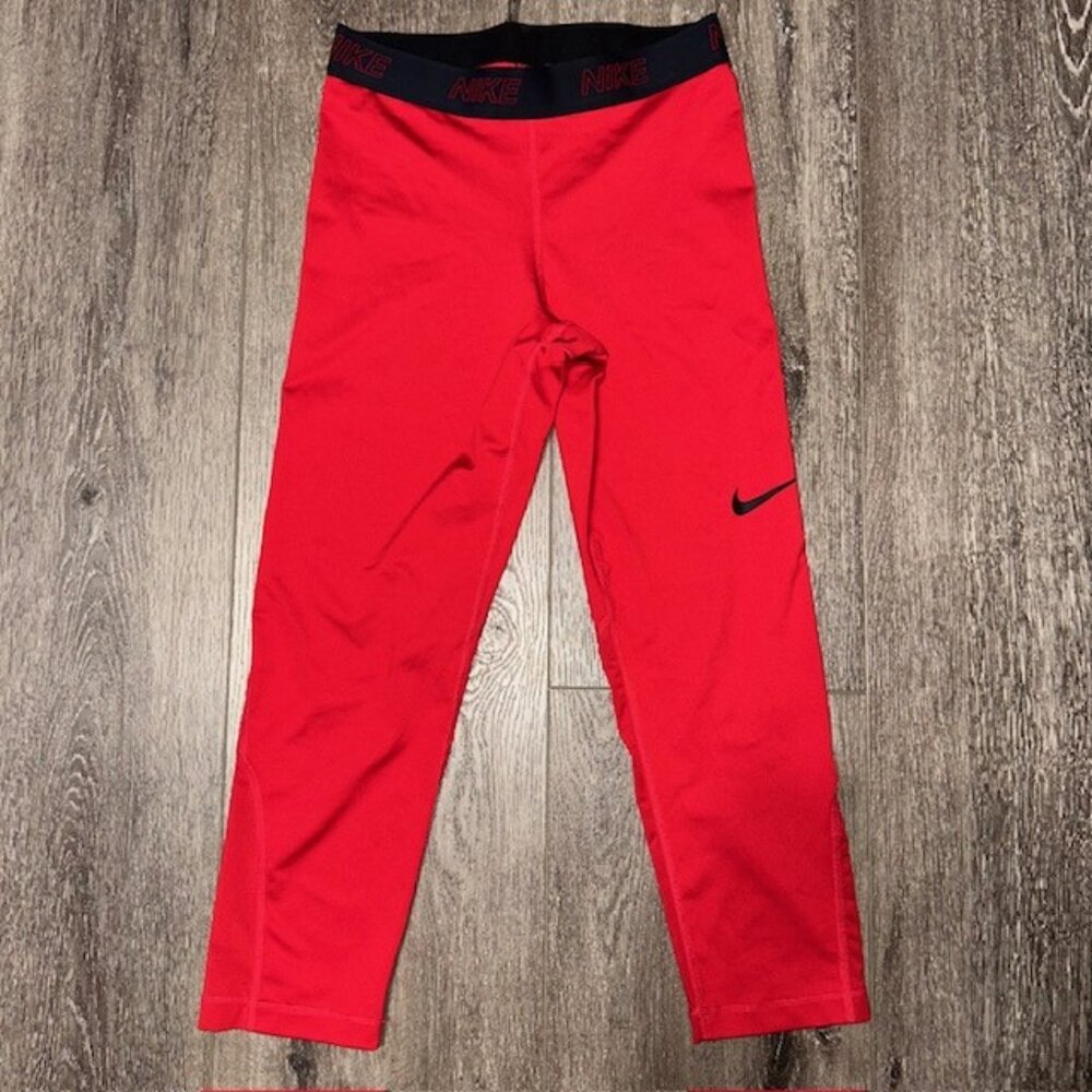 NIKE Pro Pants Womens Medium Red Running Yoga Performance Cross Training Dri-Fit